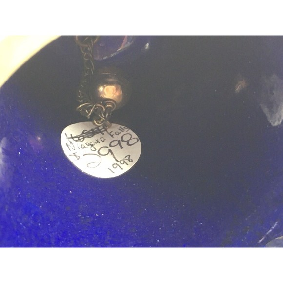 Vintage 1998 Cloisonné Enamel Bell Shaped Ornament Goldtone w/Butterflies - Picture 5 of 5